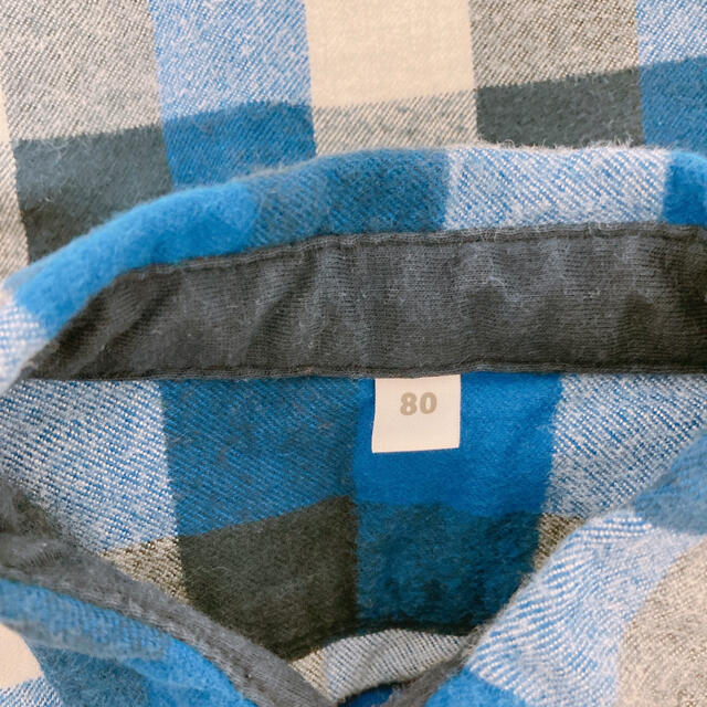 MUJI (無印良品)(ムジルシリョウヒン)の無印 ネルシャツ チェック ブルー キッズ/ベビー/マタニティのベビー服(~85cm)(シャツ/カットソー)の商品写真