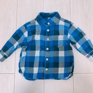 ムジルシリョウヒン(MUJI (無印良品))の無印 ネルシャツ チェック ブルー(シャツ/カットソー)