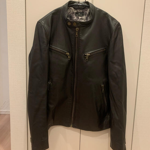 美品 Paul Smithポールスミスのラムレザーライダースジャケット XL42