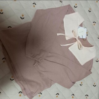 プティマイン(petit main)の新品 テータテート ピンク白襟トップス 120(Tシャツ/カットソー)