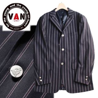 ヴァンヂャケット(VAN Jacket)の《ヴァンヂャケット》新品 銀ボタン アイビーストライプ 3Bジャケット 紺 L(テーラードジャケット)