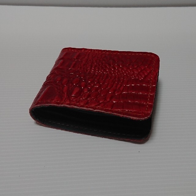 牛革財布二つ折り財布 クロコダイル型押し メンズのファッション小物(折り財布)の商品写真