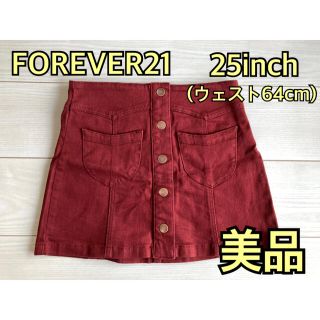 フォーエバートゥエンティーワン(FOREVER 21)の【美品】FOREVER21 デニム　スカート　ワインレッド　レディース　S(ミニスカート)