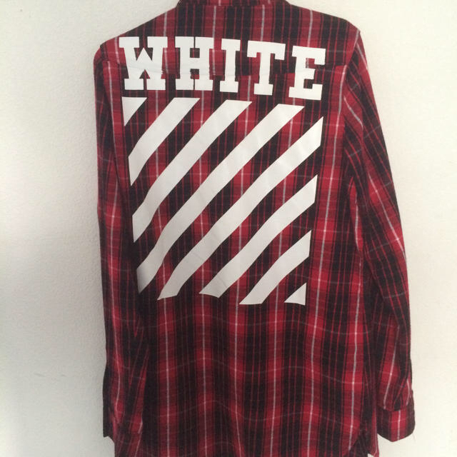 off-white  赤チェック シャツ