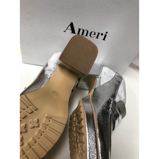 Ameri  SQUARE LOAFER SANDALS シルバー　Lレディース