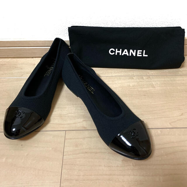 美品　CHANEL シャネル バレーフラットシューズココマーク