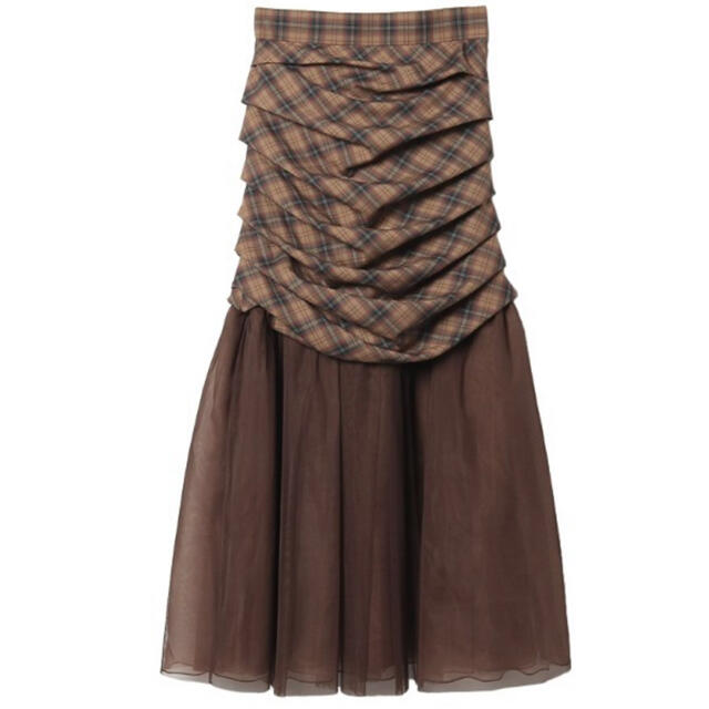 eimy istoire(エイミーイストワール)のエイミーイストワール　チュールチェックタイトドッキングスカート レディースのスカート(ロングスカート)の商品写真