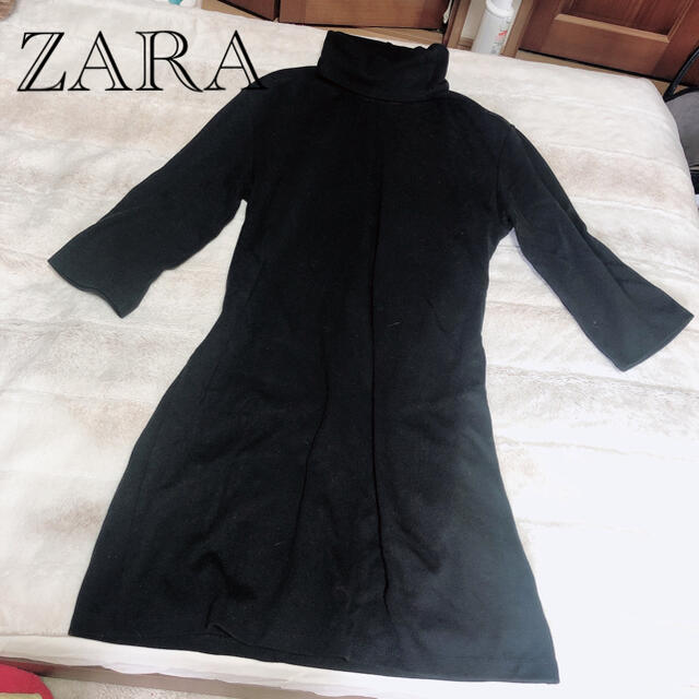 ZARA(ザラ)のZARA ザラ　ブラック　タートルネック　ワンピース レディースのワンピース(ミニワンピース)の商品写真