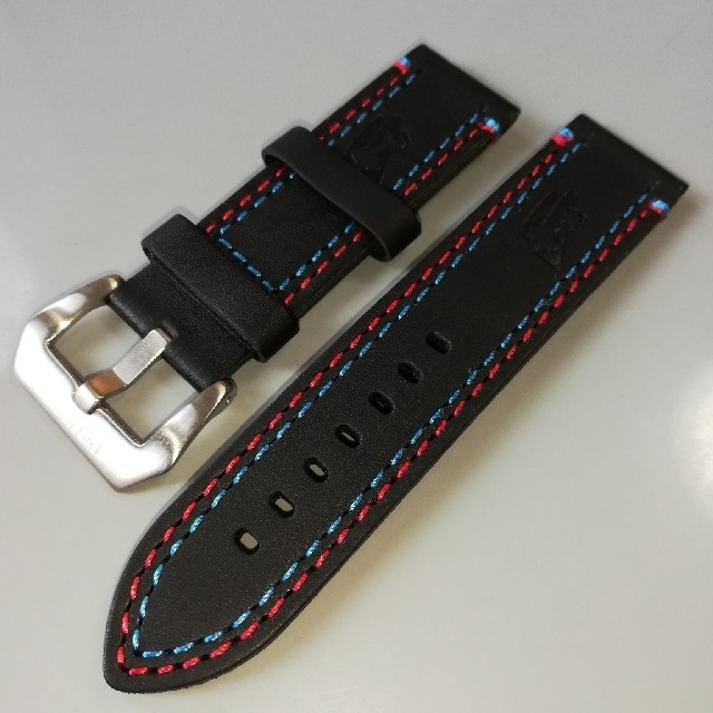 レザーベルト ラグ幅24mm 赤と青糸のダブルステッチ パネライなどに