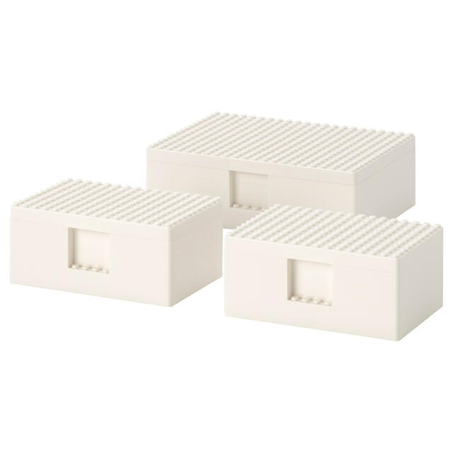 IKEA(イケア)のBYGGLEK ビッグレク レゴ®ボックス ふた付き 3点セット, ホワイト キッズ/ベビー/マタニティのおもちゃ(積み木/ブロック)の商品写真