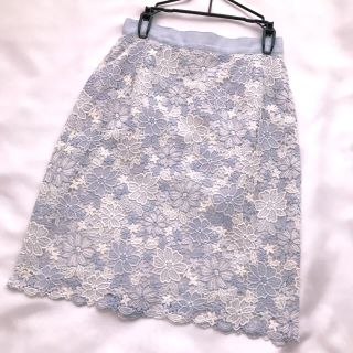 レッセパッセ(LAISSE PASSE)の美品　レッセパッセ　花柄レーススカート(ひざ丈スカート)