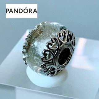 スワロフスキー(SWAROVSKI)の【新品】PANDORA パンドラ ガラスビーズ チャーム シルバー 虹色ホワイト(チャーム)