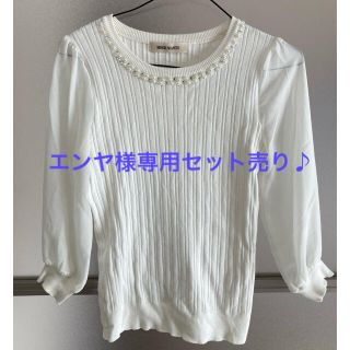 ミッシュマッシュ(MISCH MASCH)の7部丈リブカットソー×ネイビー半袖カットソー(カットソー(長袖/七分))