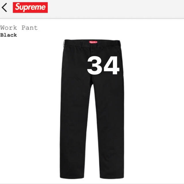 supreme work pant 黒 34メンズ