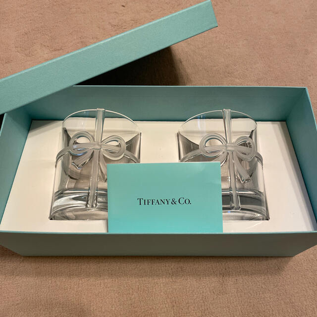Tiffany & Co.(ティファニー)のティファニー TIFFANY&Co ボウ グラス セット ペアグラス インテリア/住まい/日用品のキッチン/食器(グラス/カップ)の商品写真
