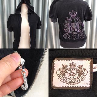 ジューシークチュール(Juicy Couture)のJUICY COUTURE 半袖パーカー　ブラック✖️パープル　9号(パーカー)