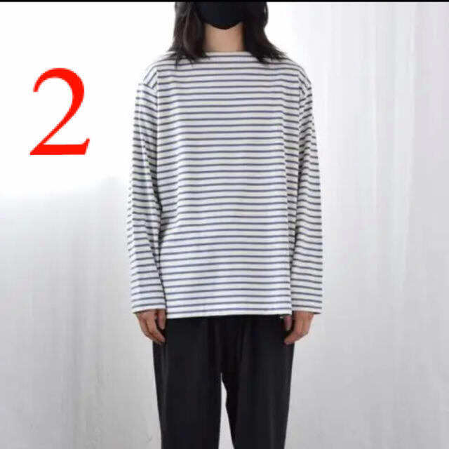 2 comoli 21ss BORDER BOAT NECK ボーダー
