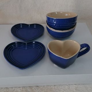 ルクルーゼ(LE CREUSET)のル・クルーゼ 5品 コバルトブルー ハートプレート ハートマグ ライスボウル(食器)