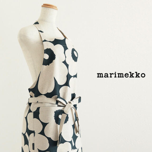 marimekko(マリメッコ)のマリメッコmarimekkoエプロンダークグリーンピエニウニッコ柄新品キッチン インテリア/住まい/日用品のキッチン/食器(収納/キッチン雑貨)の商品写真