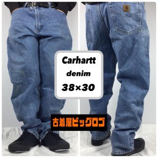 カーハート(carhartt)の古着 Carhartt カーハート デニム パンツ 革パッチ ロゴ インディゴ(デニム/ジーンズ)