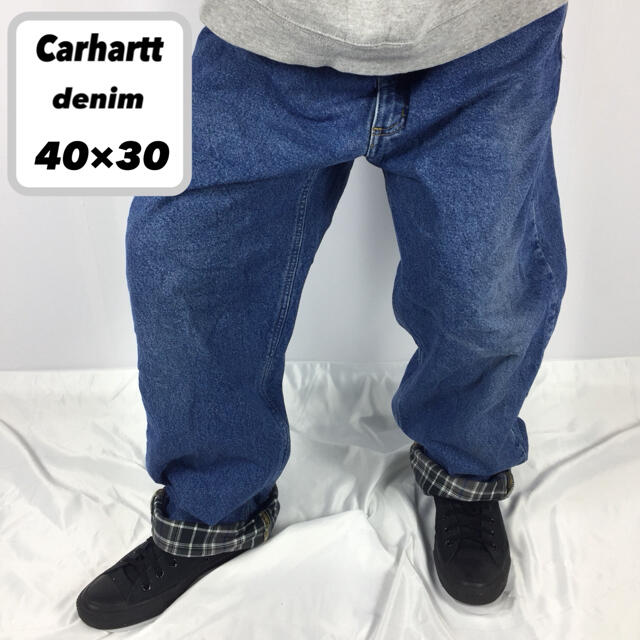 Carhartt カーハート  デニム パンツ チェック 革パッチ ロゴ