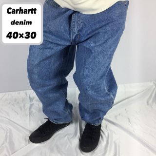 カーハート(carhartt)の古着 Carhartt カーハート デニム パンツ インディゴ 革パッチ ロゴ(デニム/ジーンズ)