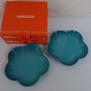 ルクルーゼ(LE CREUSET)のル・クルーゼ 2枚 スモール フラワー プレート カリビアンブルー(食器)