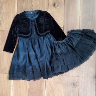 ベベ(BeBe)のBeBe ドレス 黒 フォーマル ジャケット ワンピース ペチコート 美品(ドレス/フォーマル)