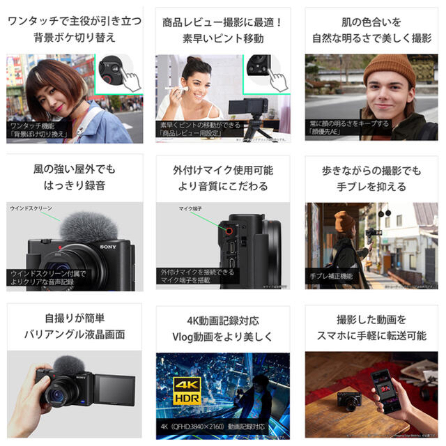 SONY(ソニー)のSONY VLOGCAM ZV-1 (W) ホワイトVlog  スマホ/家電/カメラのカメラ(コンパクトデジタルカメラ)の商品写真