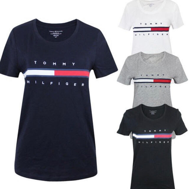 TOMMY HILFIGER(トミーヒルフィガー)のトミーヒルフィガー レディース Uネック Tシャツ ロゴ フラッグ アメカジ レディースのトップス(Tシャツ(半袖/袖なし))の商品写真