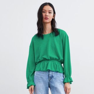 ザラ(ZARA)のZARA フリルトリムTシャツ(Tシャツ(長袖/七分))