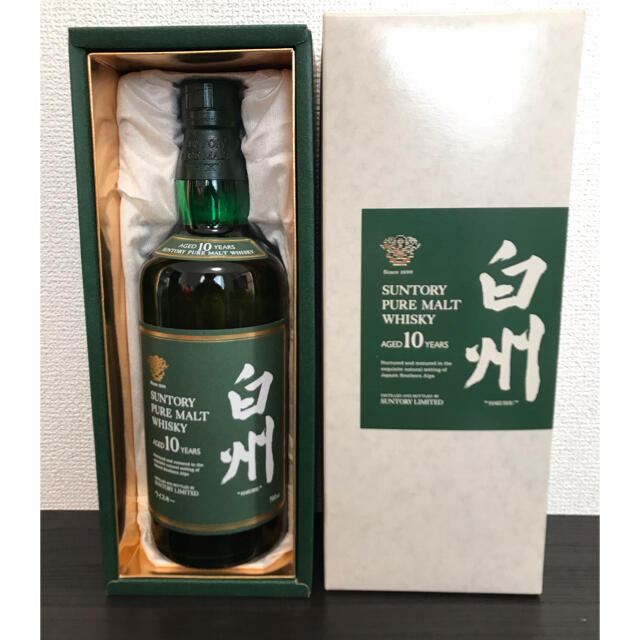 白州 サントリー ピュアモルト ウイスキー 10年 700ml 金縁 古酒-