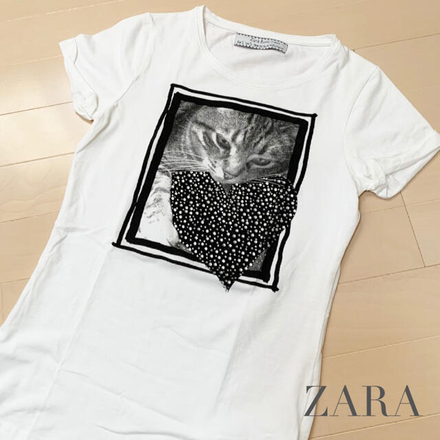 ZARA(ザラ)の試着のみ＊ZARA/ザラ　猫ちゃんTシャツ レディースのトップス(Tシャツ(半袖/袖なし))の商品写真