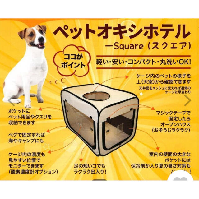 ペット用酸素室 ペットオキシホテル スクエア Sサイズ 50×60×50cm  その他のペット用品(犬)の商品写真