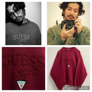 90s　guess　ゲス　USA　スウェット　トレーナー　ワインレッド　常田大希