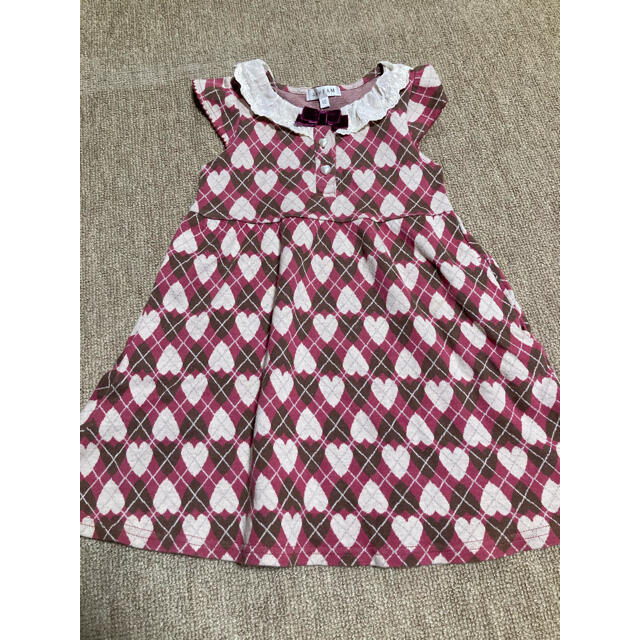 anyFAM(エニィファム)のanyFAMエニファム ハート柄ワンピース110cm キッズ/ベビー/マタニティのキッズ服女の子用(90cm~)(ワンピース)の商品写真