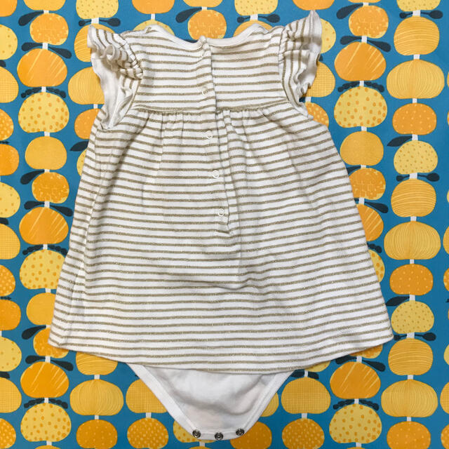 PETIT BATEAU(プチバトー)のプチバトーロンパース付きワンピース  （6m/67cm） キッズ/ベビー/マタニティのベビー服(~85cm)(ワンピース)の商品写真