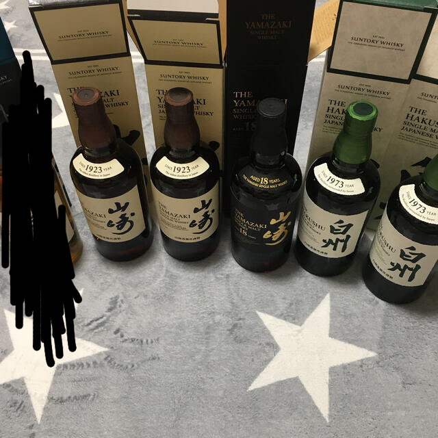 山崎18年1本、山崎NV2本、白州NV2本