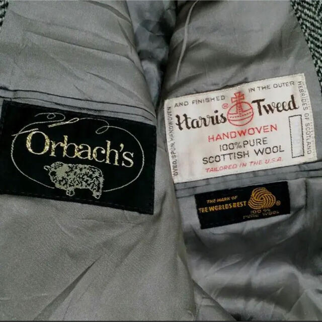 Harris Tweed(ハリスツイード)のハリスツイード ジャケット ヴィンテージ USA製 ビンテージ 羊ボタン メンズのジャケット/アウター(テーラードジャケット)の商品写真