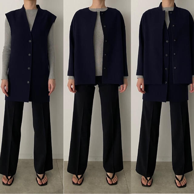 専用　YONFA  gilet set short coat (navy)