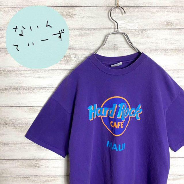 Hanes(ヘインズ)の【USA製】90s ハードロックカフェ　パープル　デカロゴ　カットオフ　Tシャツ メンズのトップス(Tシャツ/カットソー(半袖/袖なし))の商品写真