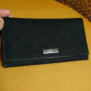 グッチ(Gucci)のGUCCI キャンバス 黒(折り財布)