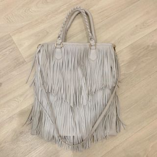 エイチアンドエム(H&M)のH&M フリンジ トートバッグ ライトグレー BAG(トートバッグ)