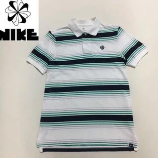ナイキ(NIKE)のNIKE ナイキ 風車  ロゴ ポロシャツ ホワイト×グリーン Mサイズ(ポロシャツ)