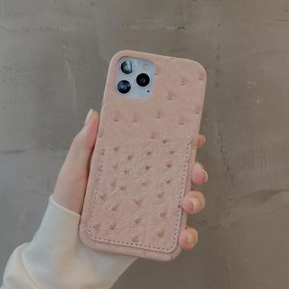 新品！オーストリッチ風iPhoneケース カード入れつき(iPhoneケース)