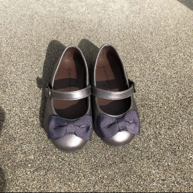 フォーマルシューズ女の子♡グレー14㎝ キッズ/ベビー/マタニティのベビー靴/シューズ(~14cm)(フォーマルシューズ)の商品写真
