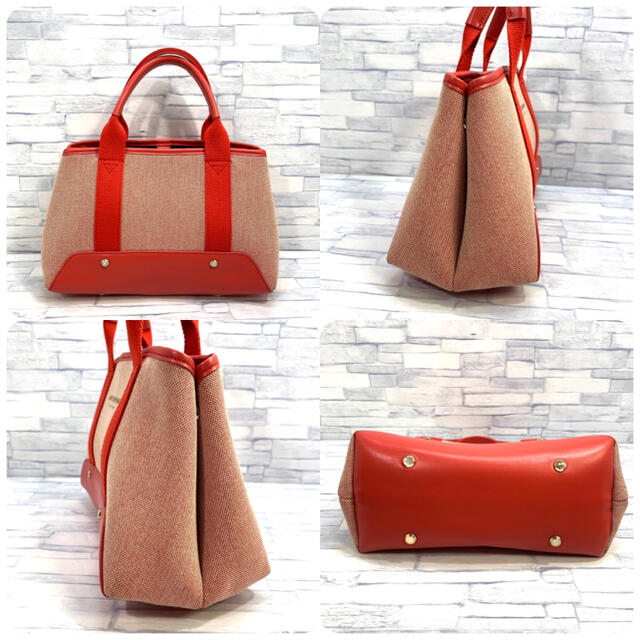 ANTEPRIMA(アンテプリマ)の美品　アンテプリマ ミスト　キャンバス ×レザー　ハンドバッグ  オレンジ レディースのバッグ(ハンドバッグ)の商品写真