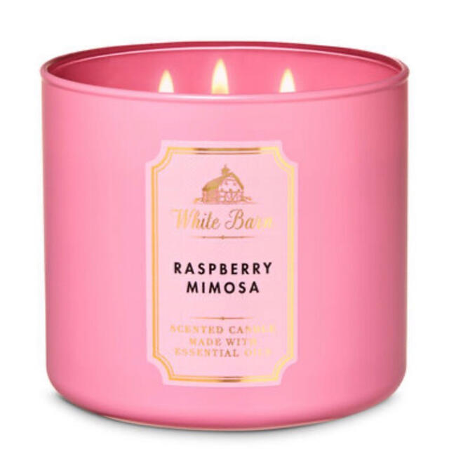 Bath & Body Works(バスアンドボディーワークス)のbath&bodyworks 3wick キャンドル ラズベリー&ミモザ コスメ/美容のリラクゼーション(キャンドル)の商品写真