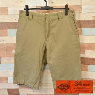 ディッキーズ(Dickies)の【Dickies】 美品 ディッキーズ 無地 カーキ ハーフパンツ サイズ34(ショートパンツ)