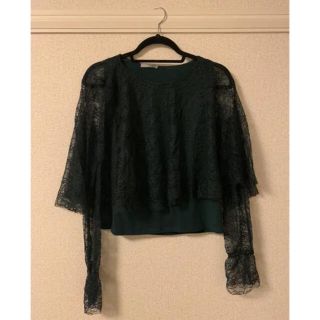 ザラ(ZARA)のZARA LACE BLOUSE(DEEP GREEN)レース ブラウス(新品)(シャツ/ブラウス(長袖/七分))